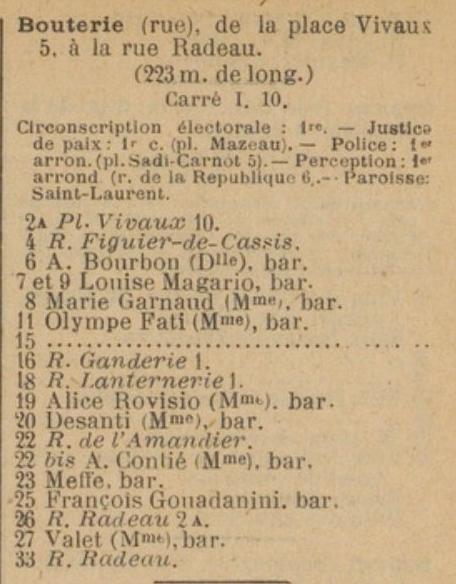 Bouterie 1922 rue